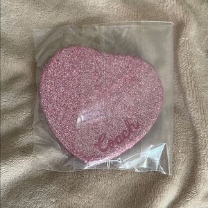 Coach Pink Glitter Heart Compact Mirror